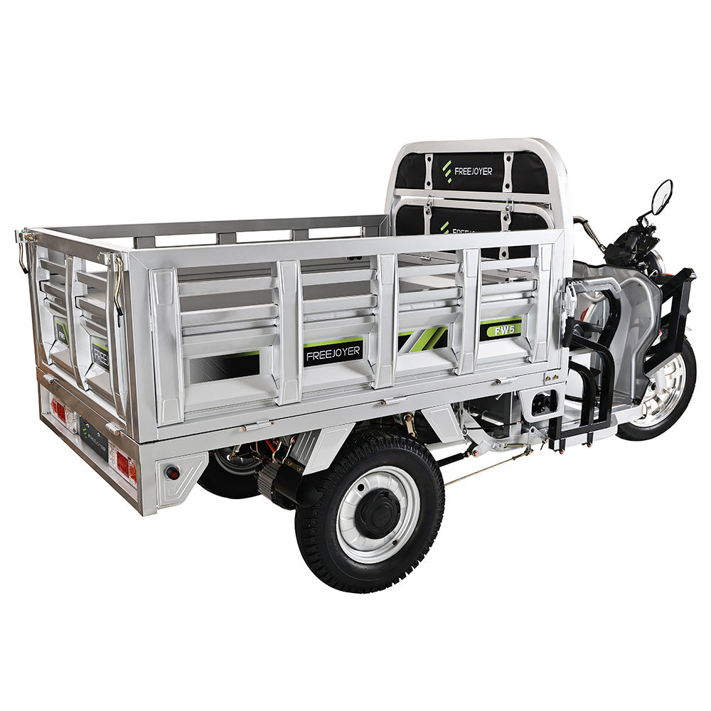 Freejoyer FW5 Electric Cargo Tricycle, 3000W Motor, 72V 58Ah Battery, 45km/h Max Speed, 86km Range, Front Disc Brake &amp; Rear Drum Brake, Front &amp; Rear Shock Absorption - Silver