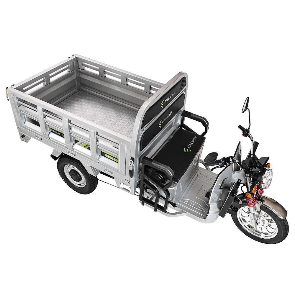 Freejoyer FW5 Electric Cargo Tricycle, 3000W Motor, 72V 58Ah Battery, 45km/h Max Speed, 86km Range, Front Disc Brake &amp; Rear Drum Brake, Front &amp; Rear Shock Absorption - Silver