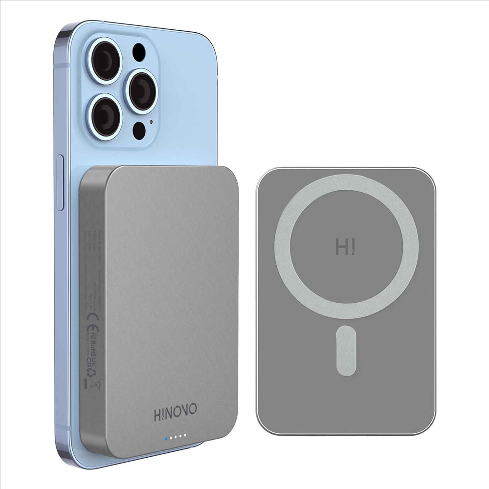 HINOVO MB1-10000 Wireless Portable Charger 10000mAh Magnetic Power Bank Wireless Magnetic Juice Battery Pack, Compatible with MagSafe Magnetic Phone Case, Wireless Charging Battery Pack for iPhone 14/13/12 Series Fast-Charging Ultra Slim &amp; Light