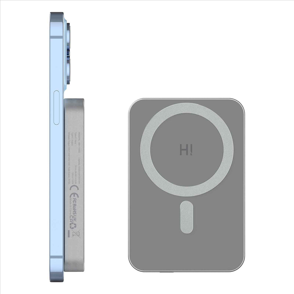HINOVO MB1-10000 Wireless Portable Charger 10000mAh Magnetic Power Bank Wireless Magnetic Juice Battery Pack, Compatible with MagSafe Magnetic Phone Case, Wireless Charging Battery Pack for iPhone 14/13/12 Series Fast-Charging Ultra Slim &amp; Light