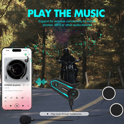 Houtonsen S6 Motorcycle Helmet Headset, 1000m Real-time Intercom Distance, Voice Navigation, Bluetooth 5.1, 30h Working Time, Type-C Interface, IP65 Waterproof - 1Pc Pack