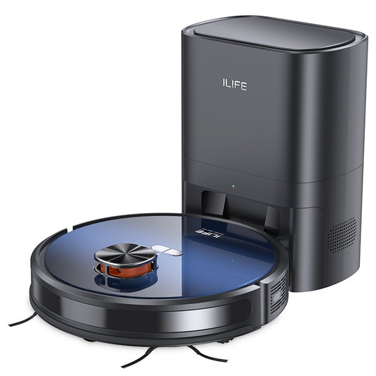 ILIFE T10s Robot Vacuum Cleaner, 2 in 1 Vacuum and Mop, Self-Emptying Station, 3000Pa Suction, 2.5L Dust Bag, LDS Navigation, 150 mins Runtime, Save up to 5 Maps, App &amp; Voice Control - Gradient Blue