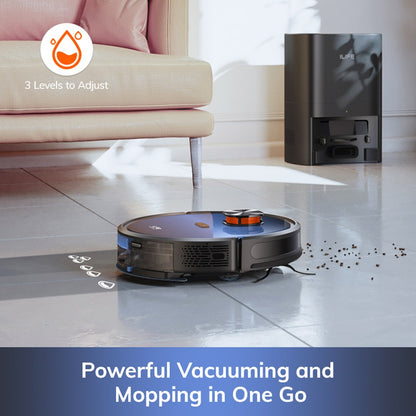 ILIFE T10s Robot Vacuum Cleaner, 2 in 1 Vacuum and Mop, Self-Emptying Station, 3000Pa Suction, 2.5L Dust Bag, LDS Navigation, 150 mins Runtime, Save up to 5 Maps, App &amp; Voice Control - Gradient Blue