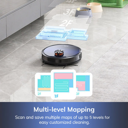 ILIFE T10s Robot Vacuum Cleaner, 2 in 1 Vacuum and Mop, Self-Emptying Station, 3000Pa Suction, 2.5L Dust Bag, LDS Navigation, 150 mins Runtime, Save up to 5 Maps, App &amp; Voice Control - Gradient Blue