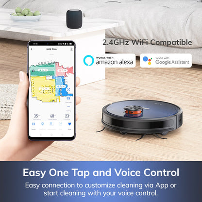 ILIFE T10s Robot Vacuum Cleaner, 2 in 1 Vacuum and Mop, Self-Emptying Station, 3000Pa Suction, 2.5L Dust Bag, LDS Navigation, 150 mins Runtime, Save up to 5 Maps, App &amp; Voice Control - Gradient Blue