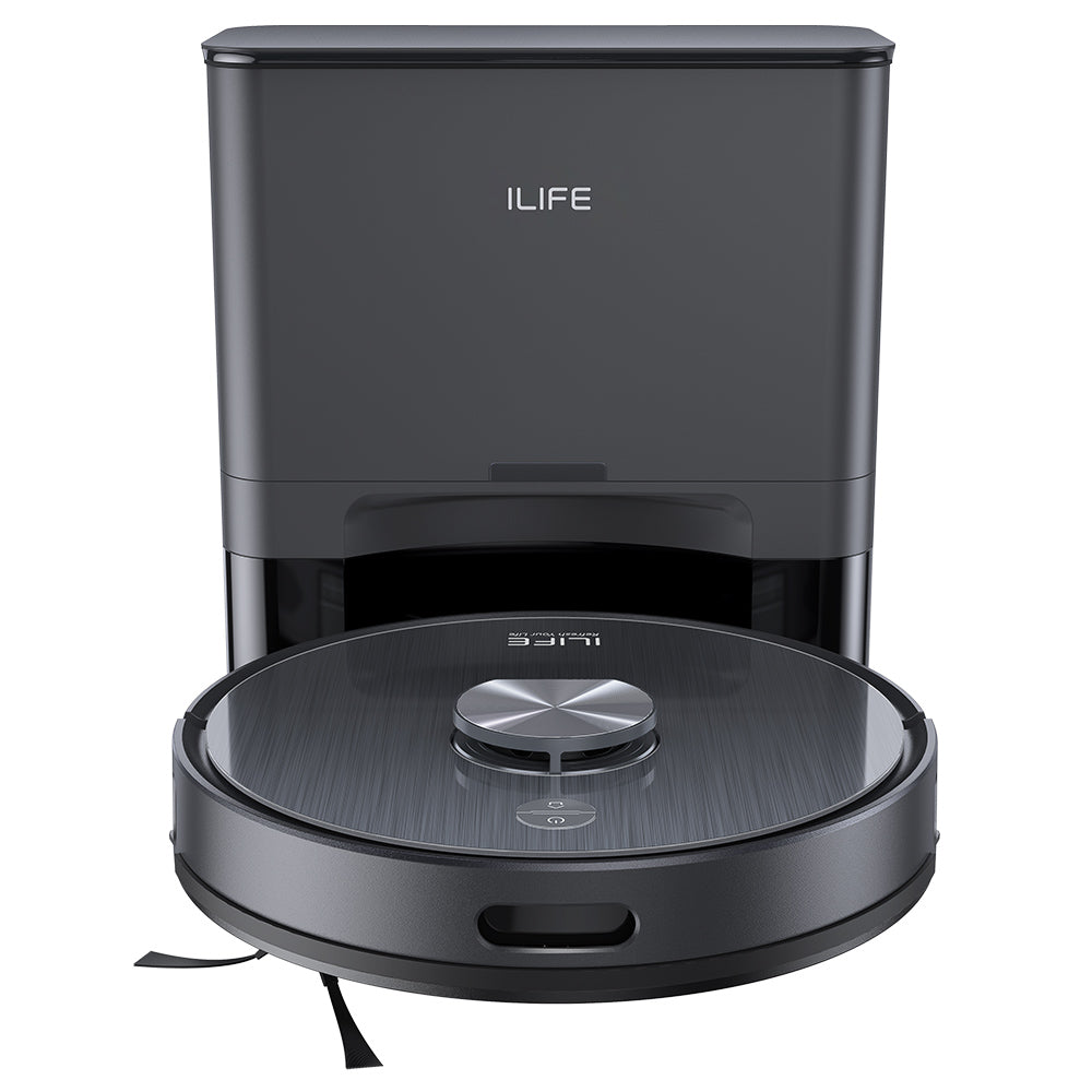 ILIFE T20S Robot Vacuum Cleaner, 5000Pa Suction Power, 260mins Runtime, Self-Emptying Station System, LDS Navigation, App Control, 3.5L Dust Bag - Black