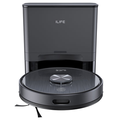 ILIFE T20S Robot Vacuum Cleaner, 5000Pa Suction Power, 260mins Runtime, Self-Emptying Station System, LDS Navigation, App Control, 3.5L Dust Bag - Black