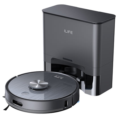 ILIFE T20S Robot Vacuum Cleaner, 5000Pa Suction Power, 260mins Runtime, Self-Emptying Station System, LDS Navigation, App Control, 3.5L Dust Bag - Black