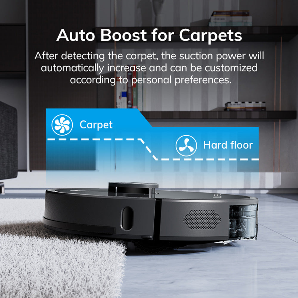 ILIFE T20S Robot Vacuum Cleaner, 5000Pa Suction Power, 260mins Runtime, Self-Emptying Station System, LDS Navigation, App Control, 3.5L Dust Bag - Black