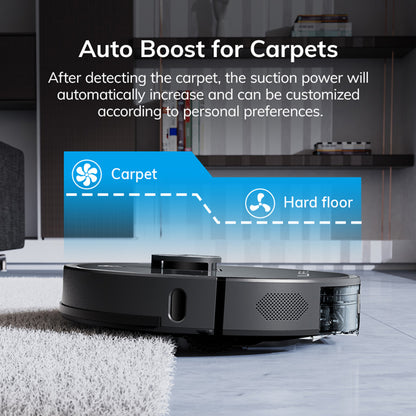 ILIFE T20S Robot Vacuum Cleaner, 5000Pa Suction Power, 260mins Runtime, Self-Emptying Station System, LDS Navigation, App Control, 3.5L Dust Bag - Black