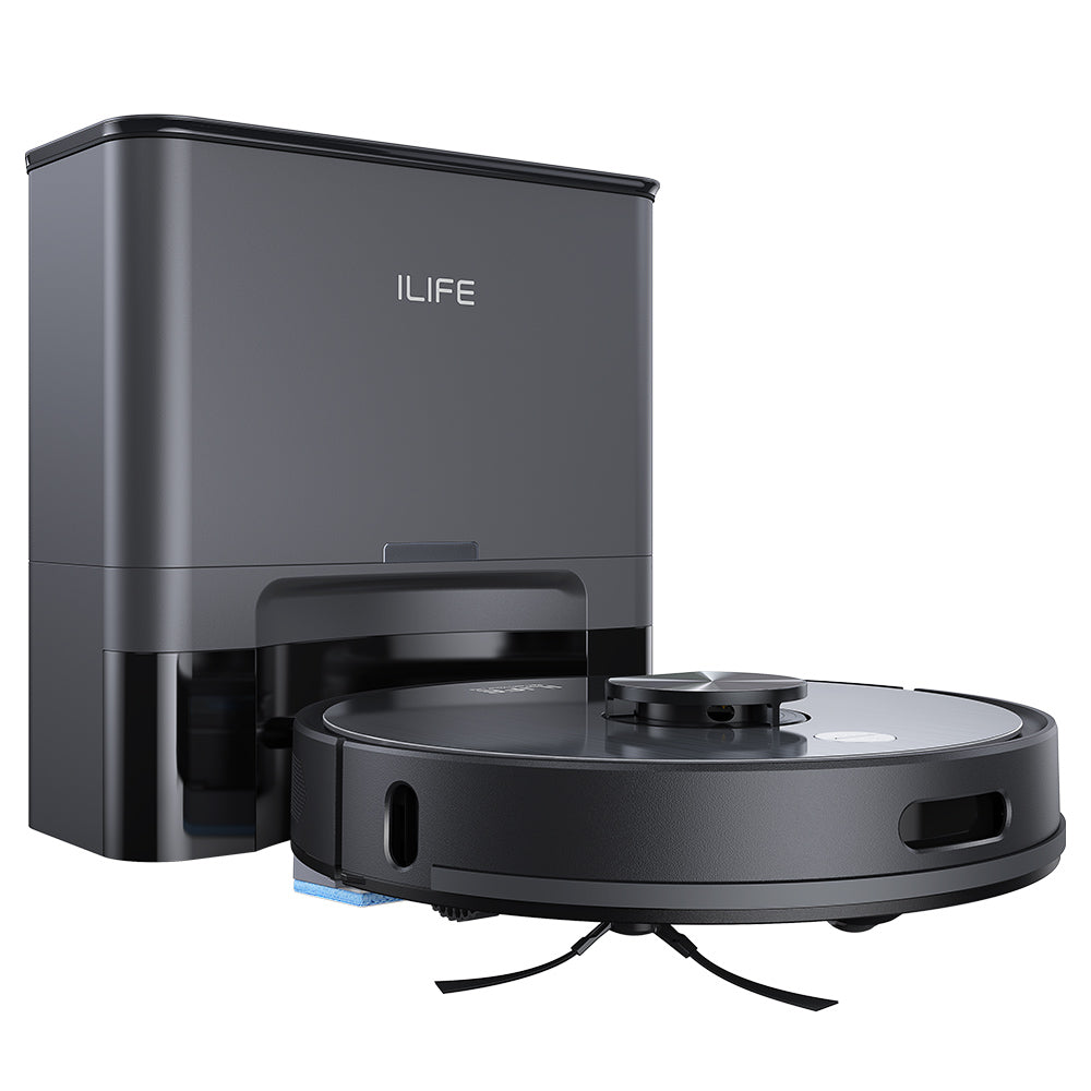 ILIFE T20S Robot Vacuum Cleaner, 5000Pa Suction Power, 260mins Runtime, Self-Emptying Station System, LDS Navigation, App Control, 3.5L Dust Bag - Black