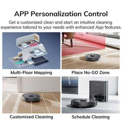 ILIFE T20S Robot Vacuum Cleaner, 5000Pa Suction Power, 260mins Runtime, Self-Emptying Station System, LDS Navigation, App Control, 3.5L Dust Bag - Black