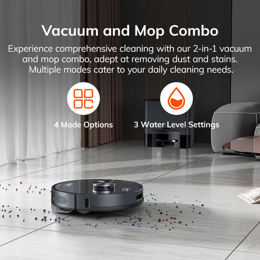 ILIFE T20S Robot Vacuum Cleaner, 5000Pa Suction Power, 260mins Runtime, Self-Emptying Station System, LDS Navigation, App Control, 3.5L Dust Bag - Black