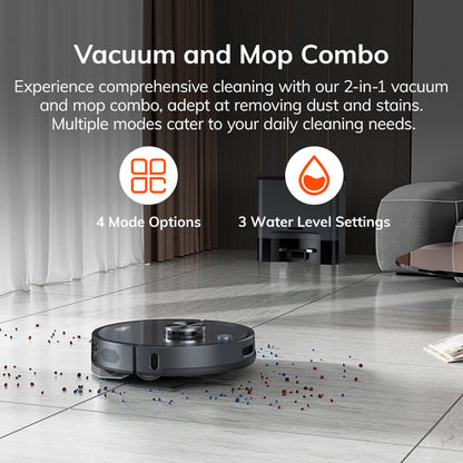 ILIFE T20S Robot Vacuum Cleaner, 5000Pa Suction Power, 260mins Runtime, Self-Emptying Station System, LDS Navigation, App Control, 3.5L Dust Bag - Black