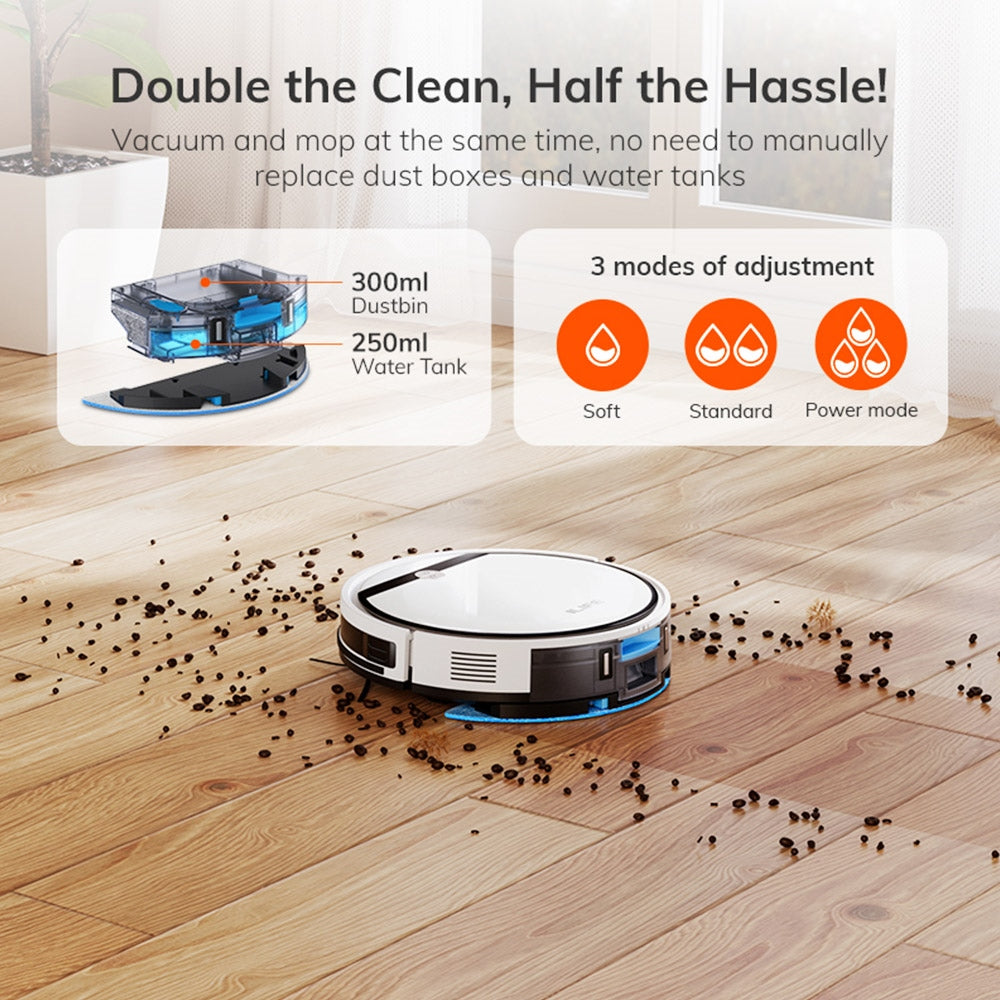 ILIFE V3X Robot Vacuum Cleaner, 2 in 1 Vacuum and Mopping, 3000Pa Suction, 300ml Dustbin, 2900mAh Battery, Up to 120min Runtime, App/Voice Control