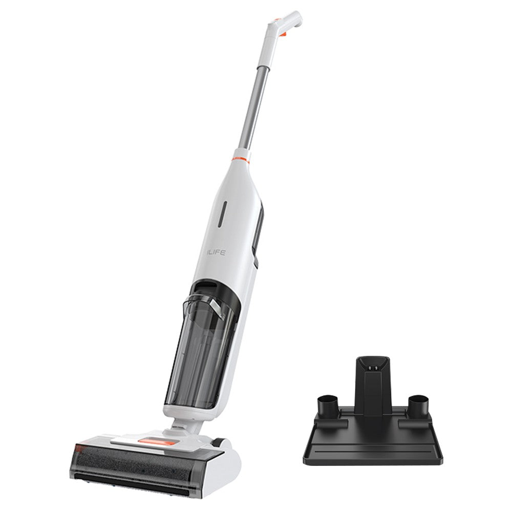 ILIFE W90 Cordless Wet Dry Vacuum Cleaner, 3 in 1 Vacuum Mop and Wash, Self-Cleaning, 700ml Water Tank, 30Mins Runtime, 3000mAh Battery, Voice Reminder - White