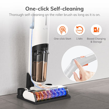 ILIFE W90 Cordless Wet Dry Vacuum Cleaner, 3 in 1 Vacuum Mop and Wash, Self-Cleaning, 700ml Water Tank, 30Mins Runtime, 3000mAh Battery, Voice Reminder - White