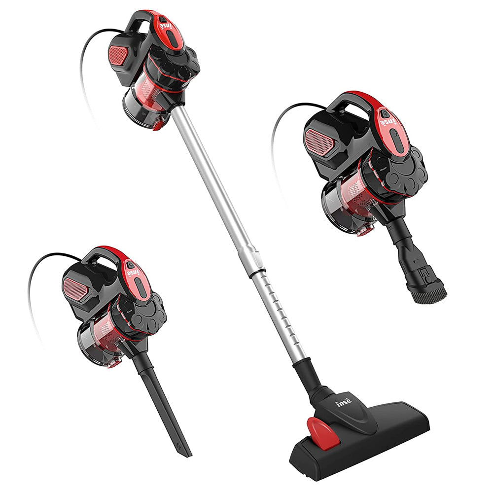 INSE I5 Corded Handheld Vacuum Cleaner 18Kpa Suction 600W Motor 1L Dust Cup for Wood Floor, Carpet, Stair, Curtain, Car, Furniture - Red