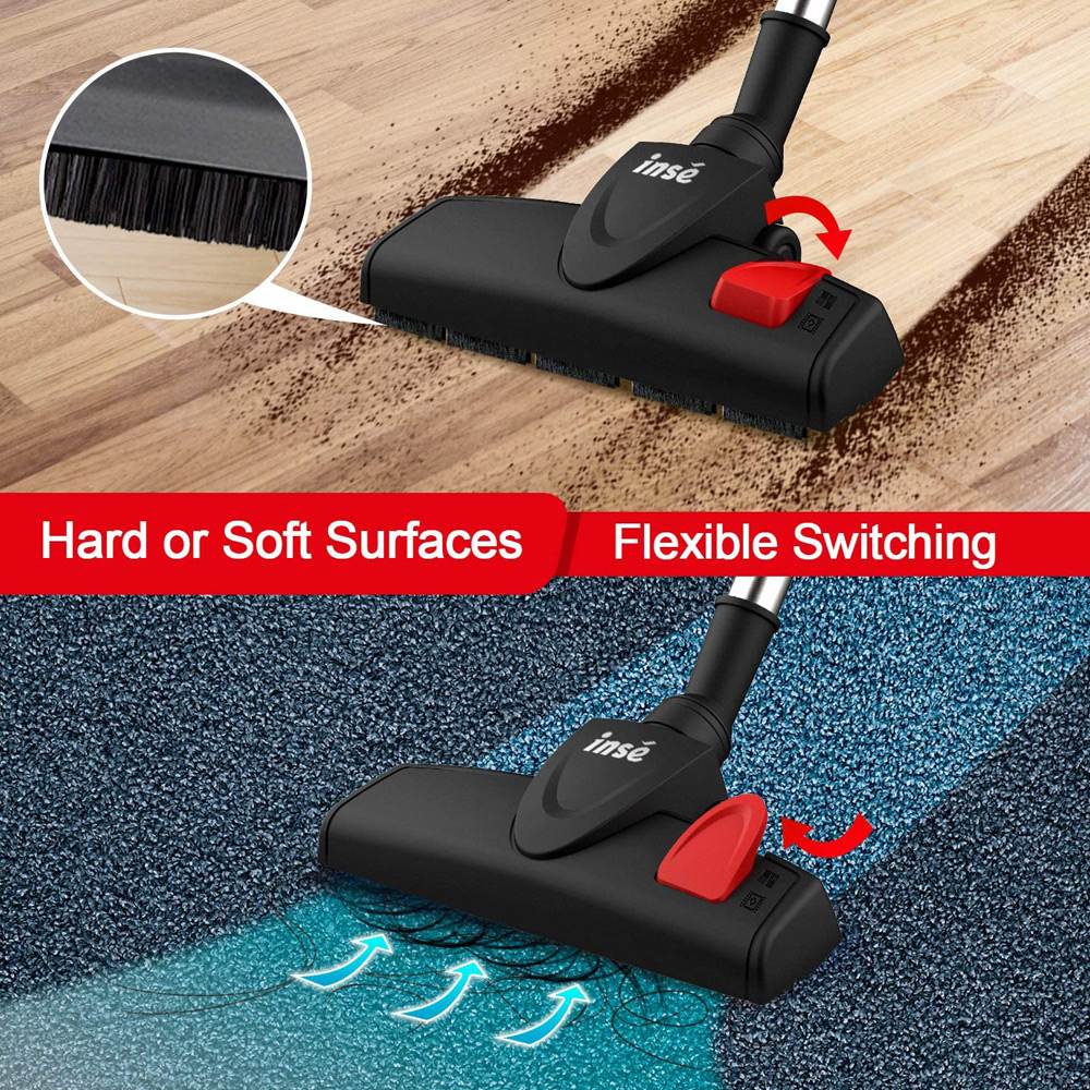 INSE I5 Corded Handheld Vacuum Cleaner 18Kpa Suction 600W Motor 1L Dust Cup for Wood Floor, Carpet, Stair, Curtain, Car, Furniture - Red