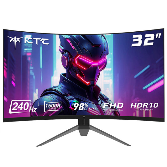 KTC H32S17F 32&#39;&#39; Curved Gaming Monitor, 1920*1080 HVA Panel, 240Hz Refresh Rate, 125% sRGB, 3500:1 Contrast Ratio, Adaptive Sync,   HDR10, 3ms Response Time, 2*HDMI2.0 1*DP1.4 1*USB2.0 1*Audio, VESA Mount, Adjustable Tilt, Low Blue Light