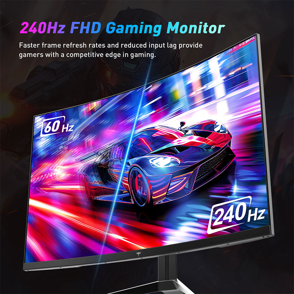 KTC H32S17F 32&#39;&#39; Curved Gaming Monitor, 1920*1080 HVA Panel, 240Hz Refresh Rate, 125% sRGB, 3500:1 Contrast Ratio, Adaptive Sync,   HDR10, 3ms Response Time, 2*HDMI2.0 1*DP1.4 1*USB2.0 1*Audio, VESA Mount, Adjustable Tilt, Low Blue Light