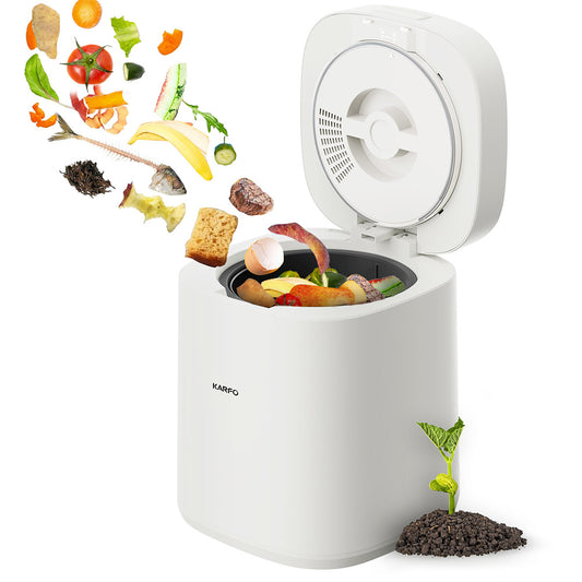 Karfo UF006-EC Electric Waste Kitchen Composter, 2.5L Capacity, Odorless/Auto-Cleaning/ 3 Modes/Low Noise, Turn Food Waste into Fertilizer for Indoor Plants, Outdoor Garden, White