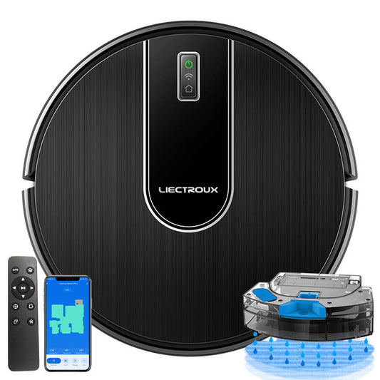 Liectroux N7S-U Robot Vacuum Cleaner and Wet Mop Combo, Smart Mapping, WiFi App, 6000Pa Suction, 120min Runtime, 400ml Dustbin &amp; 250ml Water Tank, WiFi App, Works With Alexa and Google Assistant, for Pet Hair, Carpet, Hard Floor
