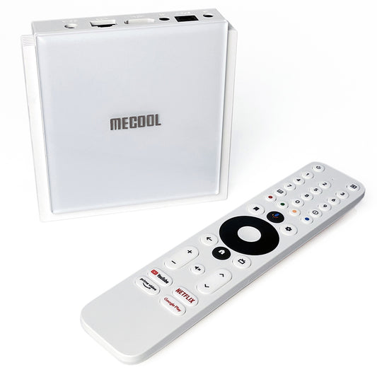 MECOOL KM2 PLUS Deluxe TV Box, Android 11, 4K HDR Output, Amlogic S905X4-J Quad Core, 4GB RAM 32GB ROM, WiFi 6 Bluetooth 5.0, Dolby Vision &amp; Dolby Atmos,  2*USB 2.0 1*HDMI 1*AV 1*LAN 1*TF Card Slot 1*SPDIF Optical 1*Earphone Port - EU Plug
