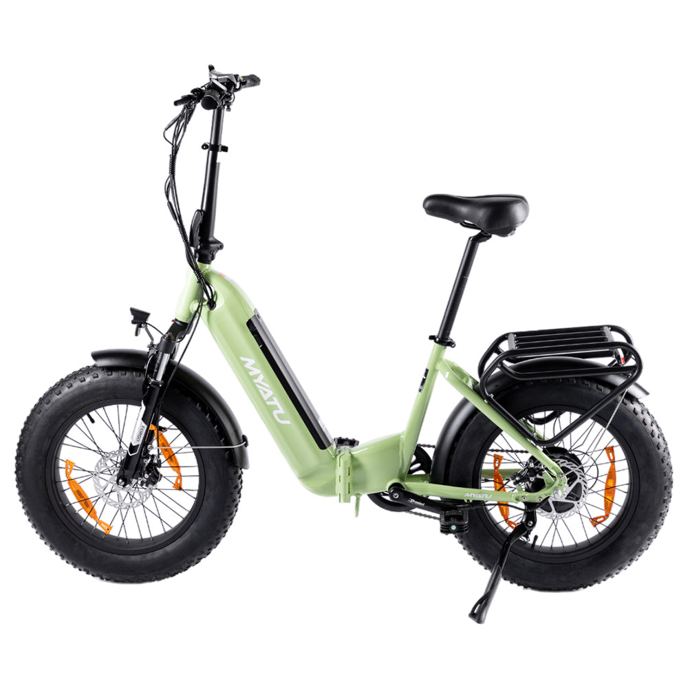 MYATU MYT-20XD Electric Bike, 250W Motor, 36V 25Ah Battery, 20*4-inch Tire, 25km/h Max Speed, 100km Range, Disc Brakes, Suspension Fork, SHIMANO 7 Speed, LCD Display - Green
