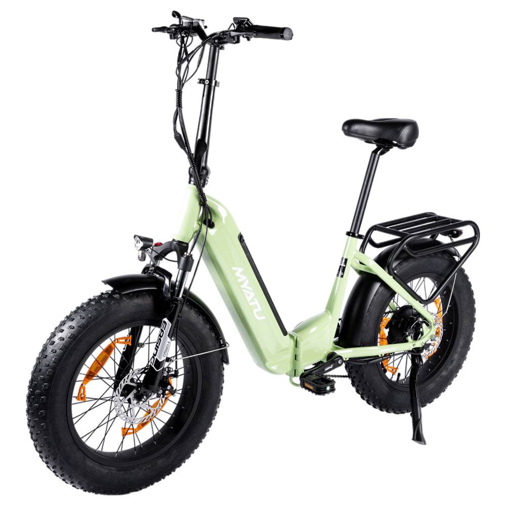 MYATU MYT-20XD Electric Bike, 250W Motor, 36V 25Ah Battery, 20*4-inch Tire, 25km/h Max Speed, 100km Range, Disc Brakes, Suspension Fork, SHIMANO 7 Speed, LCD Display - Green