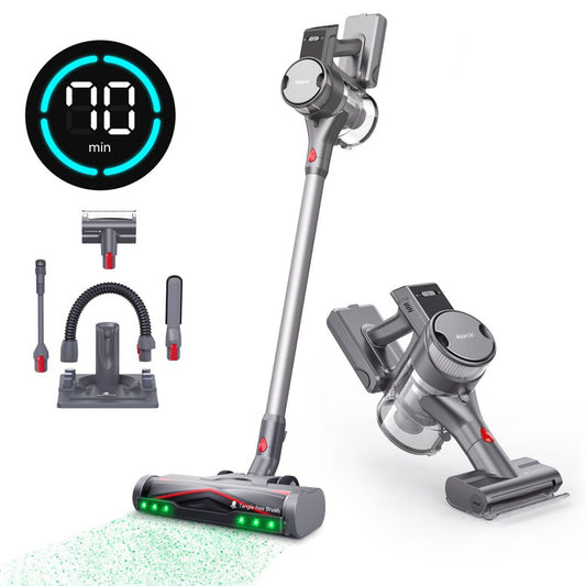 Maircle S3 Pro Cordless Vacuum Cleaner, with Store and Charge 2-in-1 Dock, 70min Runtime, 35kPa Power Suction, Green LED Headlight, for Hard Floors, Carpet and Pet Hair