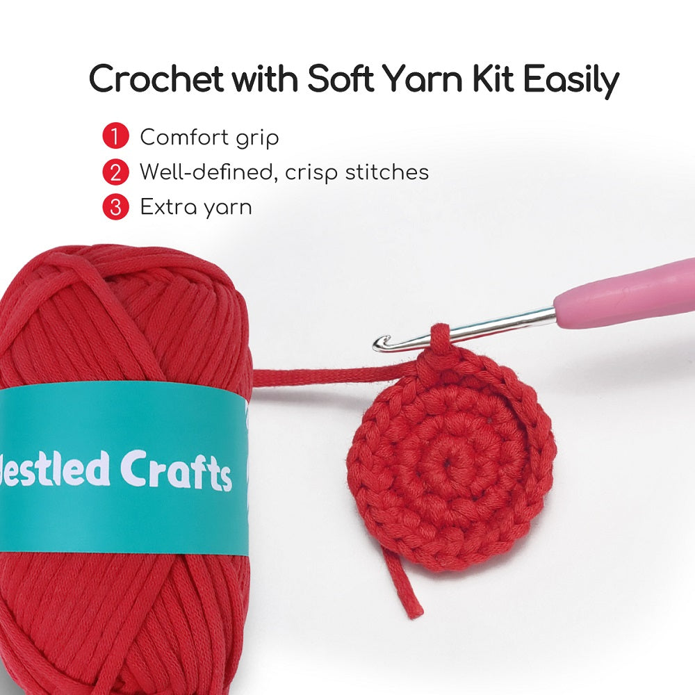 NestledCrafts Christmas Crochet Kit for Beginners, Amigurumi Knitting Kit, with Step-by-Step Video Tutorials - SantySnow