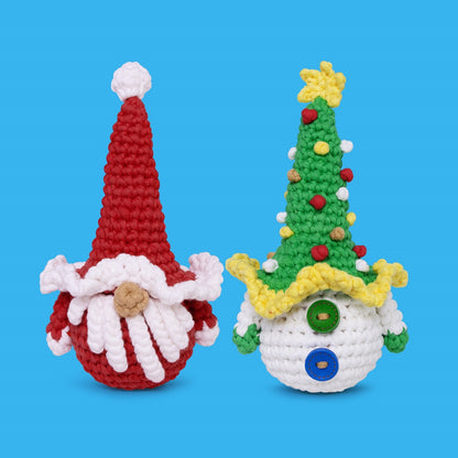 NestledCrafts Christmas Crochet Kit for Beginners, Amigurumi Knitting Kit, with Step-by-Step Video Tutorials - SantySnow
