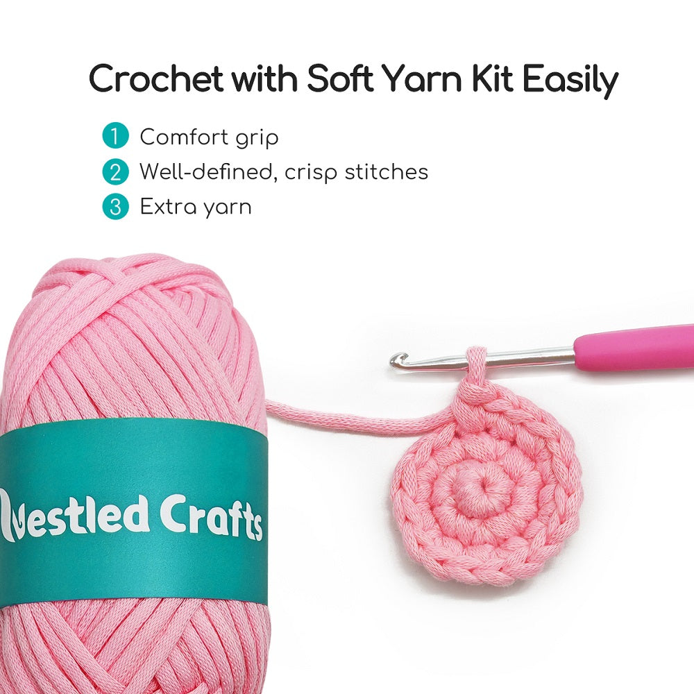 NestledCrafts Crochet Kit for Beginners, Amigurumi Animal Kit, with Step-by-Step Video Tutorials - Anglerpuff