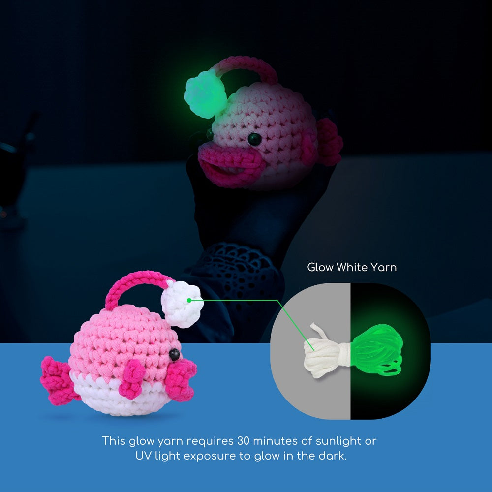 NestledCrafts Crochet Kit for Beginners, Amigurumi Animal Kit, with Step-by-Step Video Tutorials - Anglerpuff