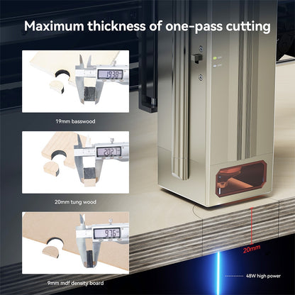 ATOMSTACK S40 Pro Laser Engraver Cutter with F30 Pro Air Assist Kit, 48W Laser Power, Fixed Focus, 0.01mm Engraving Accuracy, 24W/48W Dual Modes, App Control, 400*400mm