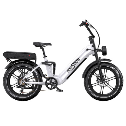 ONESPORT OT08 Pro Electric Bike, 500W Motor, 2*48V 18Ah Battery, 20*4.0 inch Tires, 25km/h Max Speed, 190km Max Range, Front &amp; Rear Oil Disc Brakes, Suspension Fork, Shimano 7-speed - White