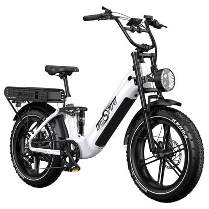 ONESPORT OT08 Pro Electric Bike, 500W Motor, 2*48V 18Ah Battery, 20*4.0 inch Tires, 25km/h Max Speed, 190km Max Range, Front &amp; Rear Oil Disc Brakes, Suspension Fork, Shimano 7-speed - White