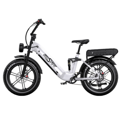 ONESPORT OT08 Pro Electric Bike, 500W Motor, 2*48V 18Ah Battery, 20*4.0 inch Tires, 25km/h Max Speed, 190km Max Range, Front &amp; Rear Oil Disc Brakes, Suspension Fork, Shimano 7-speed - White