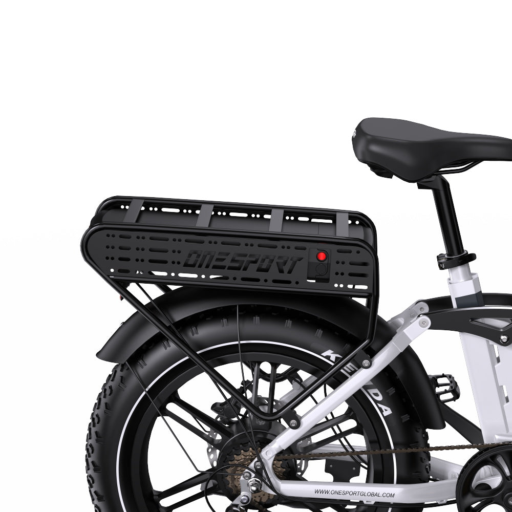 ONESPORT OT08 Pro Electric Bike, 500W Motor, 2*48V 18Ah Battery, 20*4.0 inch Tires, 25km/h Max Speed, 190km Max Range, Front &amp; Rear Oil Disc Brakes, Suspension Fork, Shimano 7-speed - White