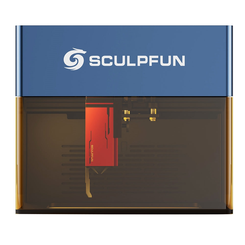 SCULPFUN iCube Pro 5W Laser Engraver, 0.06mm Laser Spot, 10000mm/min Engraving Speed, 32-bit Motherboard, Replaceable Lens, Smoke Filter, Temperature Alarm, App Connection, 130x130mm