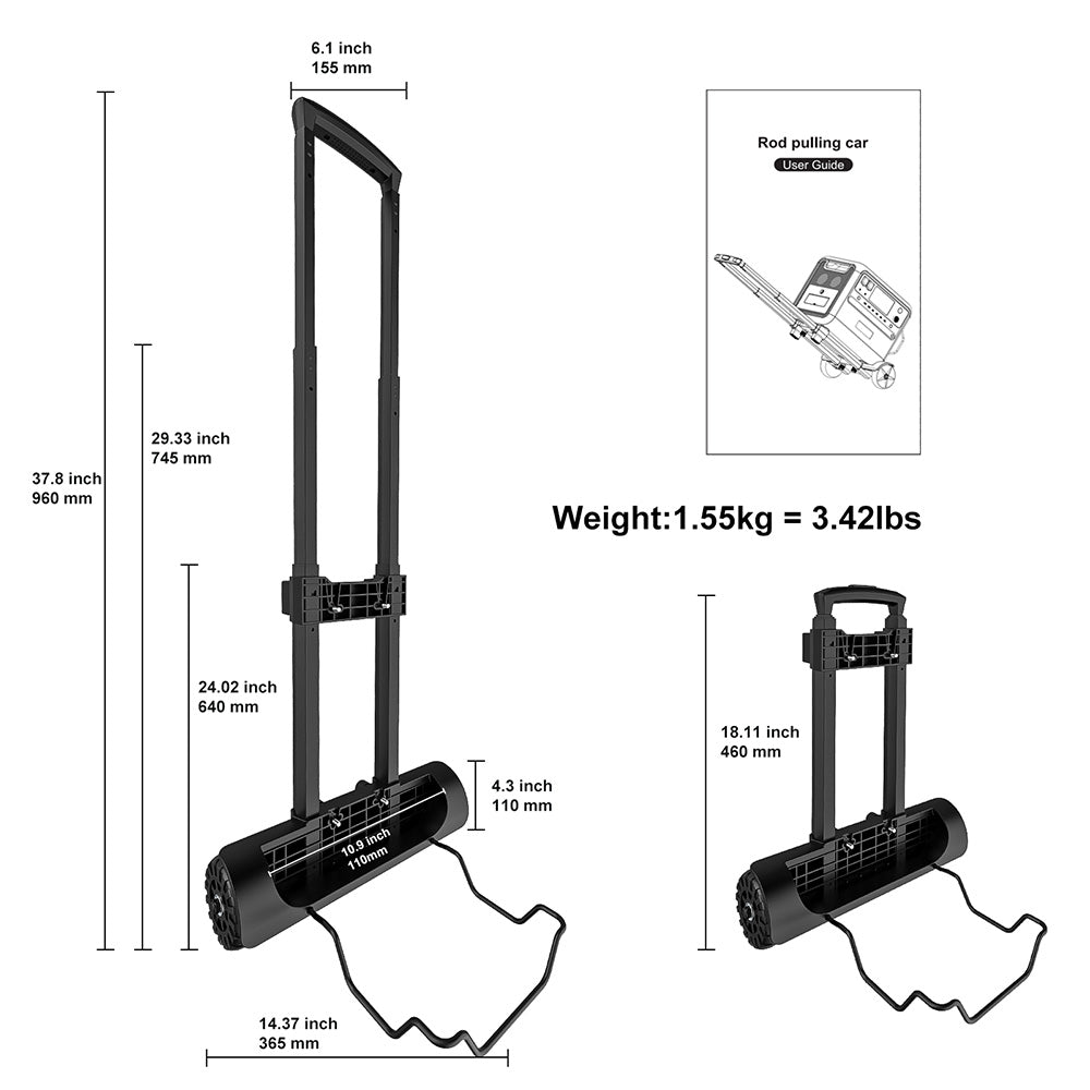 SolarPlay T01 Folding Trolley for SolarPlay Q2401/Q2402/Q2501/Q2502 Portable Power Station (Also for FOSSiBOT F2400 Blackview OSCAL PowerMax 2400)