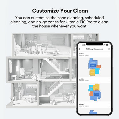 Ultenic T10 Pro Robot Vacuum Cleaner with Self Emptying Station, 4000Pa Suction, Dual SpinPower Mopping, 3.3L Dustbag, Lidar Navigation, Carpet Boost, 5200mAh Battery, Max 200 Mins Runtime, APP/Voice Control