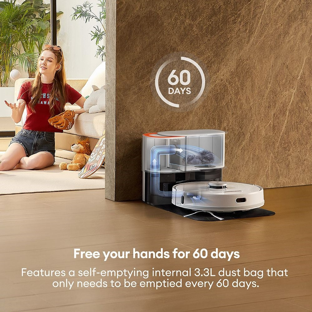 Ultenic T10 Pro Robot Vacuum Cleaner with Self Emptying Station, 4000Pa Suction, Dual SpinPower Mopping, 3.3L Dustbag, Lidar Navigation, Carpet Boost, 5200mAh Battery, Max 200 Mins Runtime, APP/Voice Control