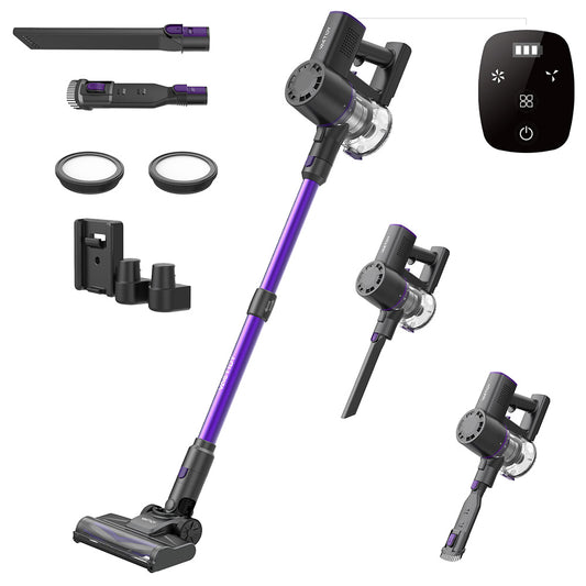 Vactidy V8 Pro Cordless Vacuum Cleaner, 25kPa Powerful Suction, Cyclonic Filtration System, 500ml Dust Cup, LED Touch Display, 180&#176; Rotatable Brush Head, 35min Runtime, Self-Standing Design