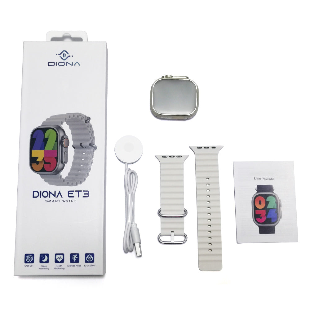 DIONA ET3 Smartwatch, 2.1-inch Screen, Voice Assistant, Health Monitoring, Bluetooth Calling, Multiple Sports Modes