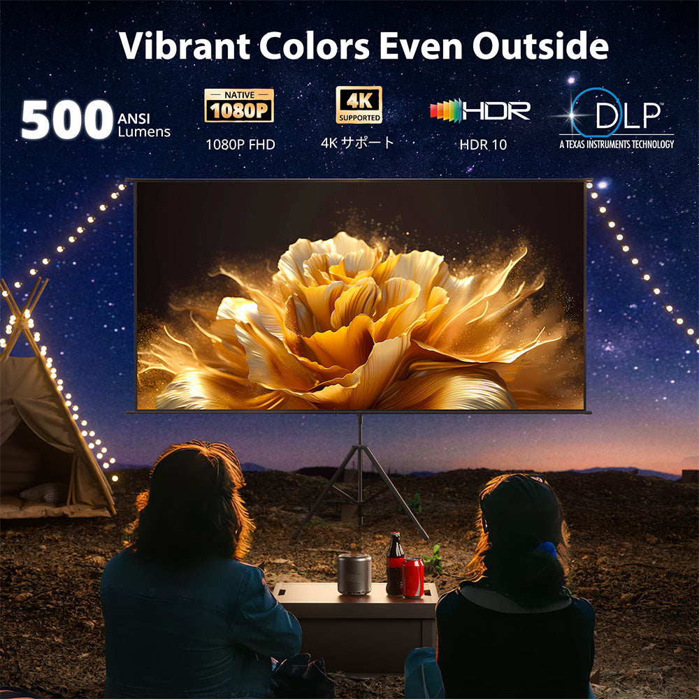 [Google TV Certified] ETOE Dolphin DLP Projector, 500 ANSI Lumens, Native 1080P, 4K UHD Video Decoding, Auto Focus &amp; Keystone, Dual-Band Wi-Fi, Netflix / YouTube / Prime Video Preinstalled