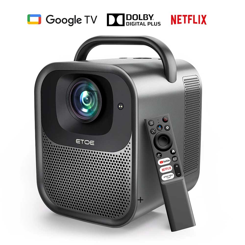 [Netflix &amp; Google TV Certified] ETOE Seal Pro 1000 ANSI LCD Projector, Native 1080P, Dolby Audio Certified, Auto Focus. Auto Keystone Correction, 2*10W Speakers, Built-in Chromecast, Google Assistant, HDMI 2.1