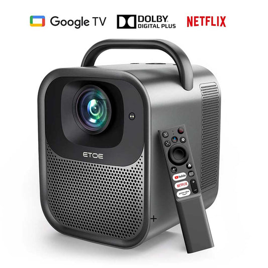 [Netflix &amp; Google TV Certified] ETOE Seal Pro 1000 ANSI LCD Projector, Native 1080P, Dolby Audio Certified, Auto Focus. Auto Keystone Correction, 2*10W Speakers, Built-in Chromecast, Google Assistant, HDMI 2.1