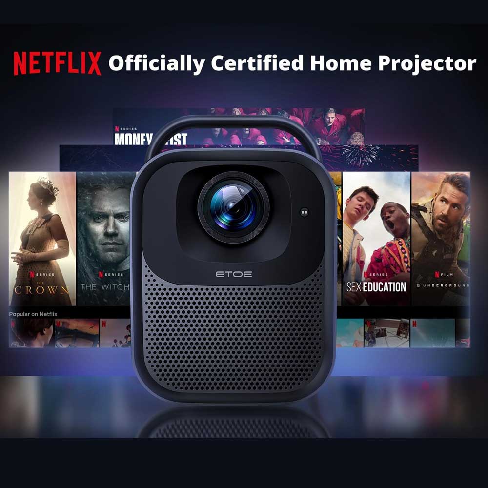 [Netflix &amp; Google TV Certified] ETOE Seal Pro 1000 ANSI LCD Projector, Native 1080P, Dolby Audio Certified, Auto Focus. Auto Keystone Correction, 2*10W Speakers, Built-in Chromecast, Google Assistant, HDMI 2.1